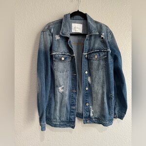 KanCan large Distressed Denim Jacket